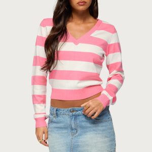 Austen Striped V Neck Sweater
