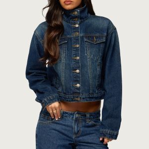 Tamy High Neck Denim Jacket