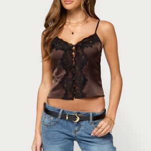Charleigh Lacey Button Up Satin Effect Top