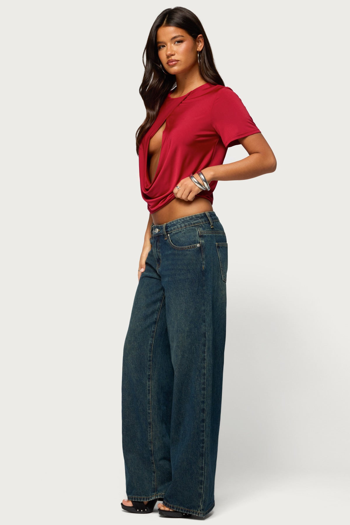 Arleth Draped Keyhole Cutout Top - Image 4