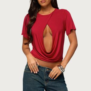 Arleth Draped Keyhole Cutout Top