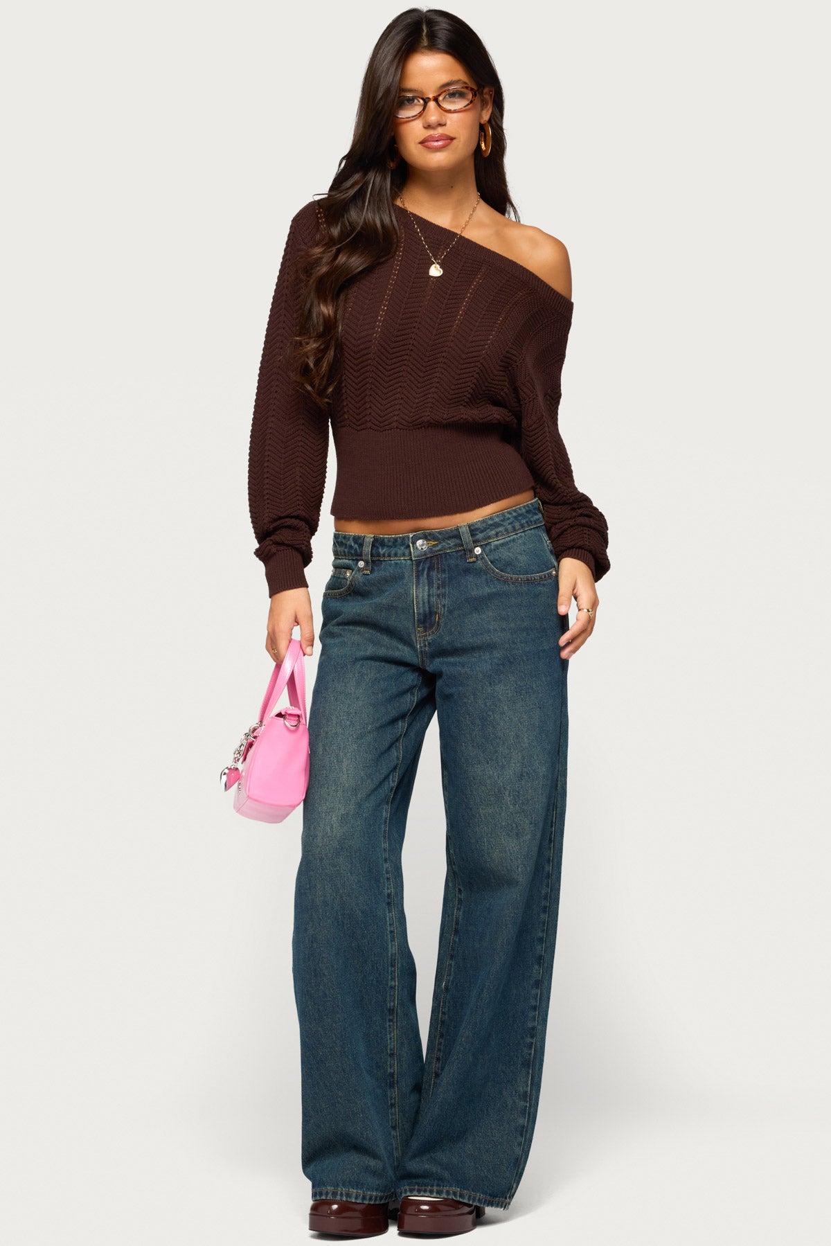 Grasey Off Shoulder Knit Sweater - Image 2