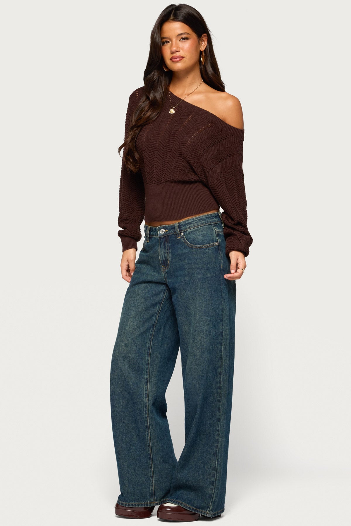 Grasey Off Shoulder Knit Sweater - Image 4