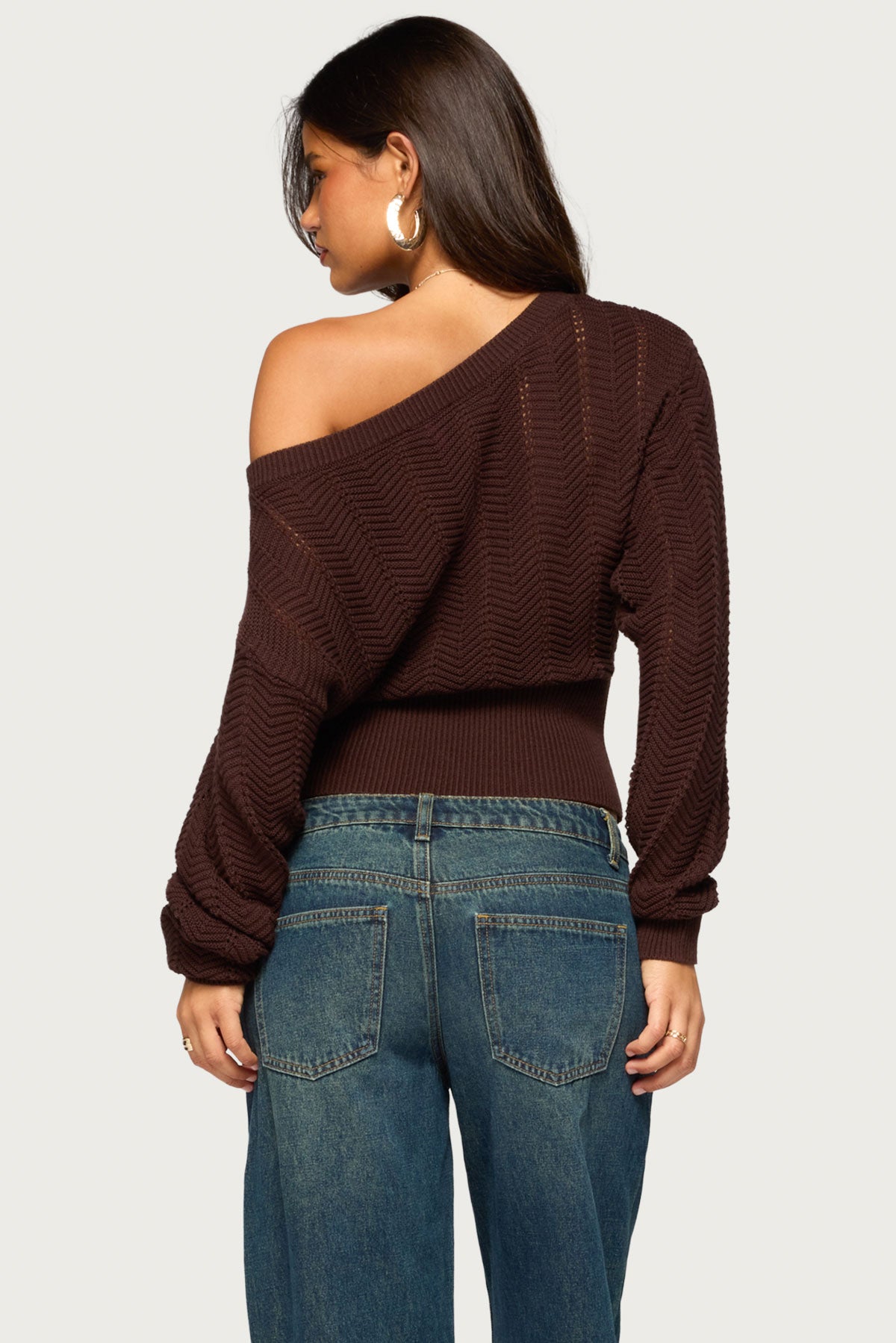 Grasey Off Shoulder Knit Sweater - Image 5