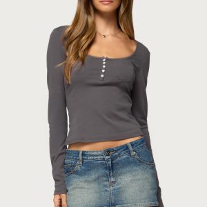 Allanna Long Sleeve Henley Top