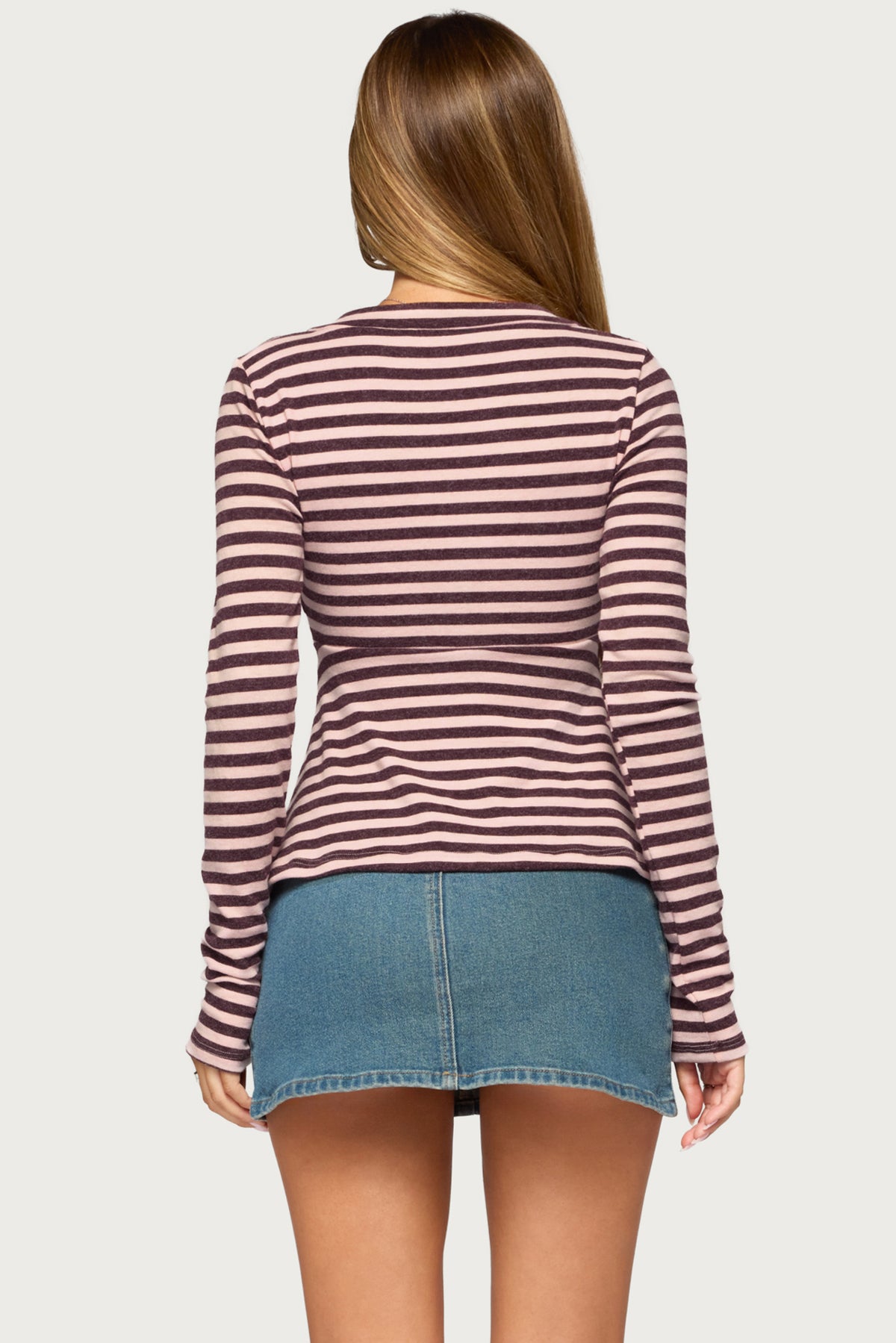 Kasty Striped Long Sleeve Babydoll Top - Image 5