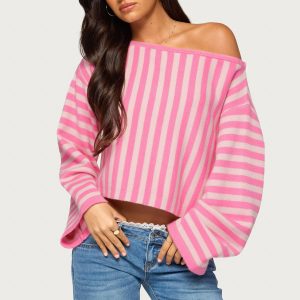 Jacey Off Shoulder Striped Sweater