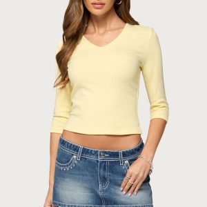 Benni Three-Quarter Sleeve V Neck Top