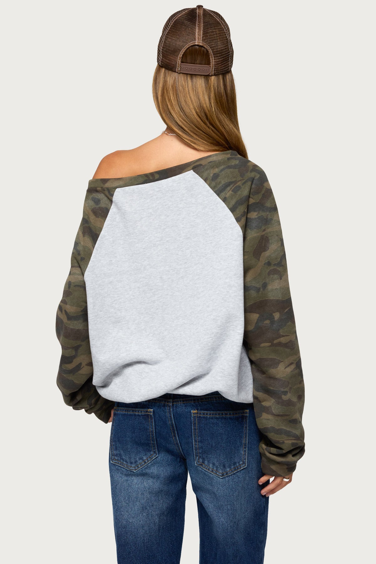 Huston Off Shoulder Camo Raglan Sweatshirt - Image 5