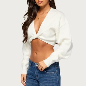 Lorrie Twist Front Cropped Knit Sweater