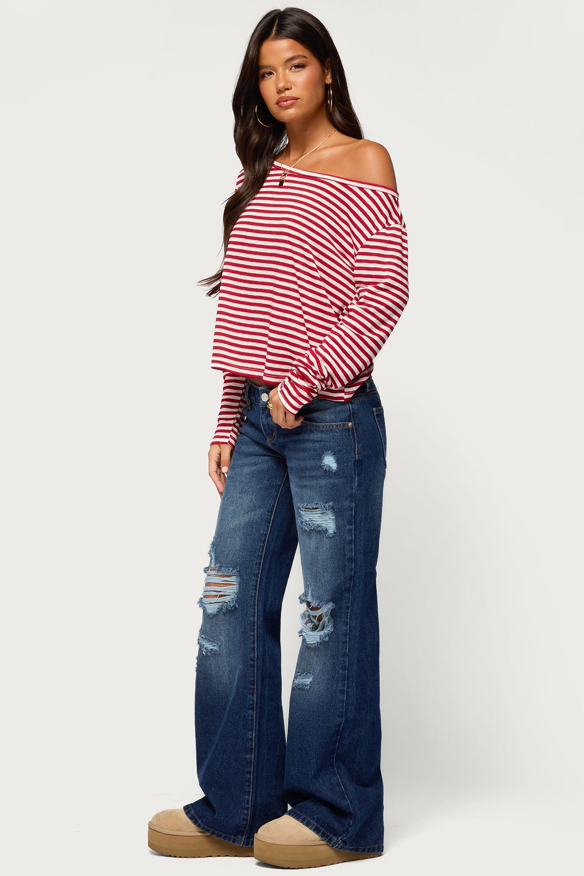 Kathee Striped Off Shoulder Top - Image 4