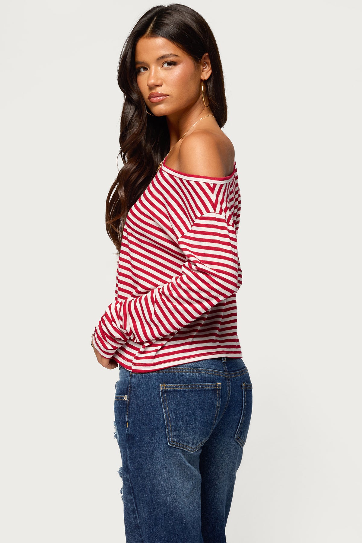 Kathee Striped Off Shoulder Top - Image 5