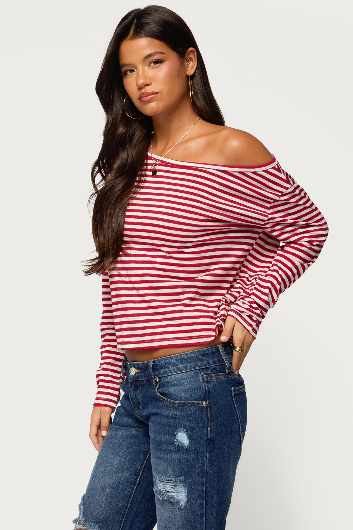 Kathee Striped Off Shoulder Top - Image 3