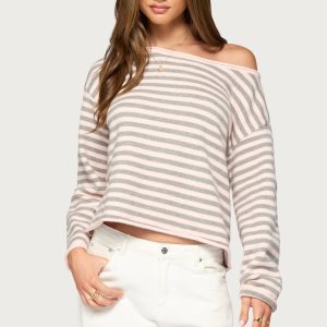 Amita Off Shoulder Striped Sweater