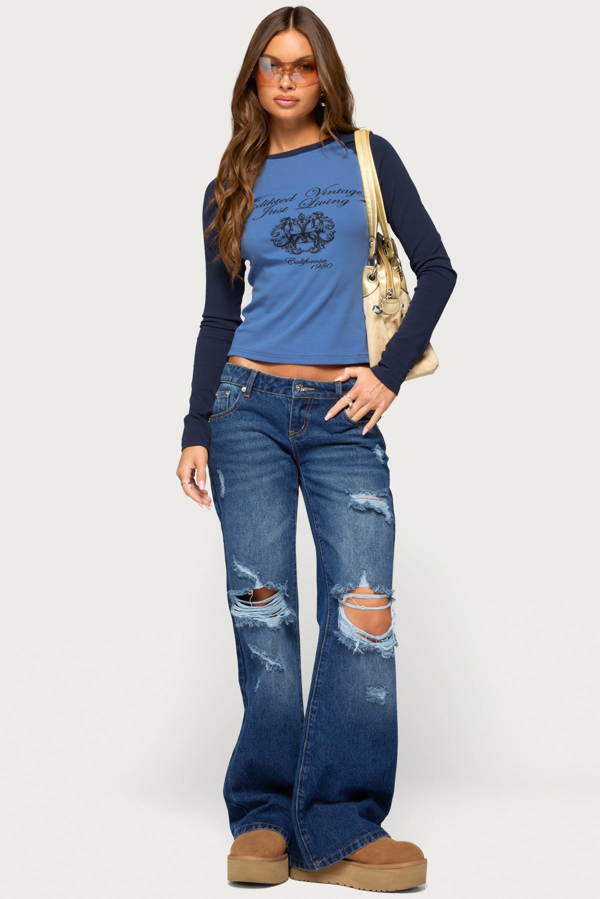 Edikted Just Living Raglan Graphic Top - Image 3
