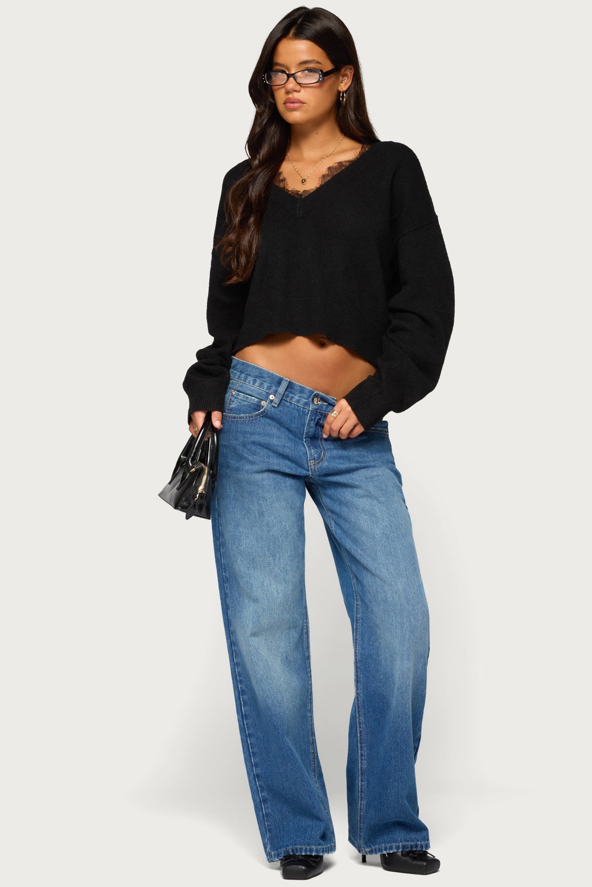 Audrinnah Lacey V Neck Sweater - Image 3