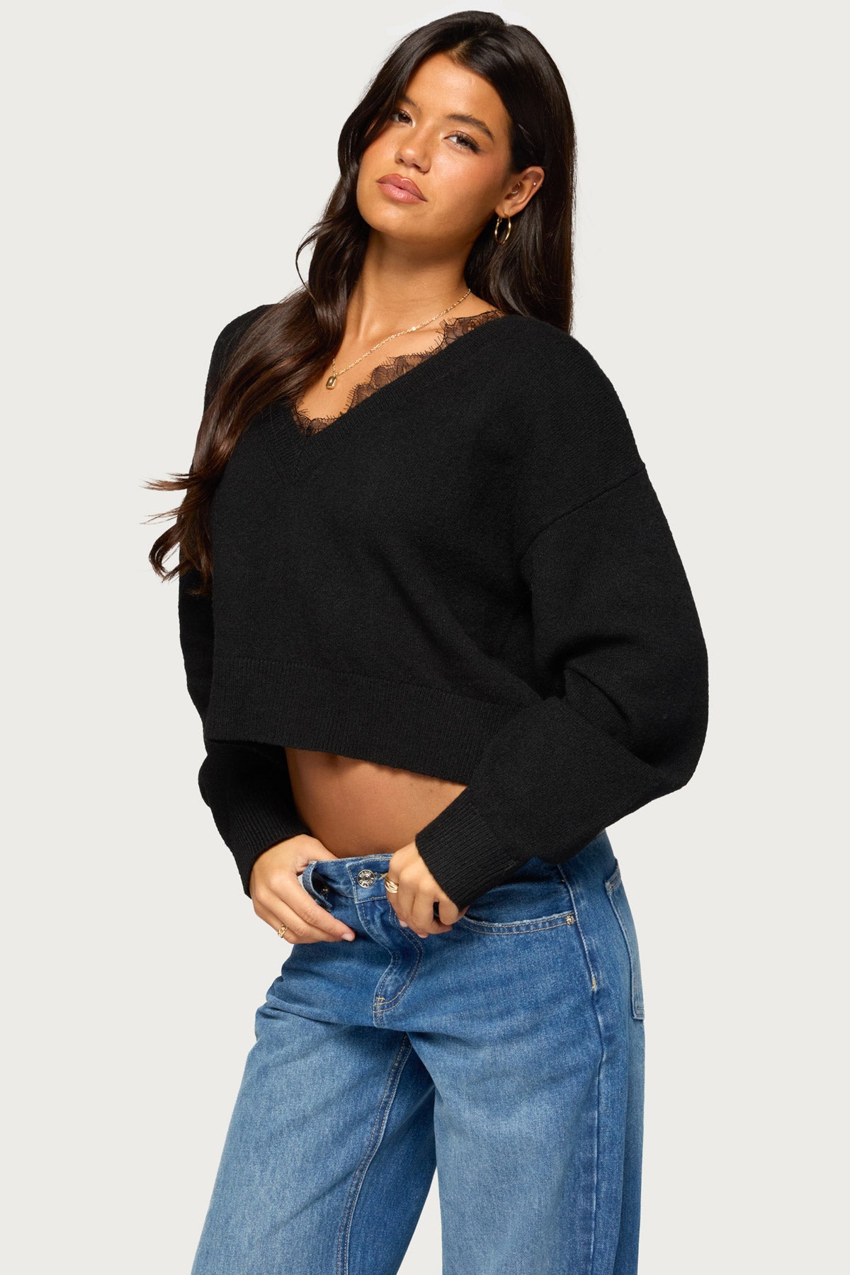 Audrinnah Lacey V Neck Sweater - Image 4