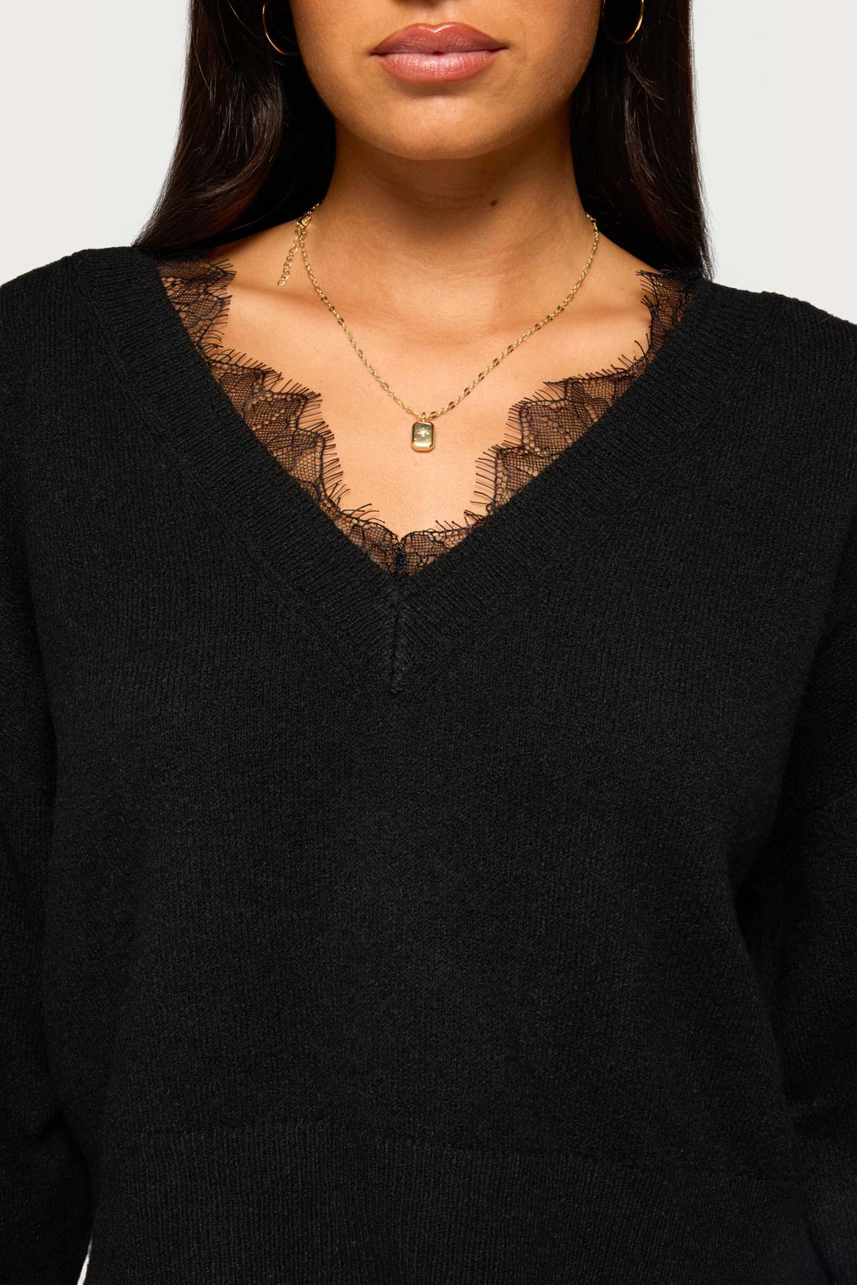 Audrinnah Lacey V Neck Sweater - Image 2