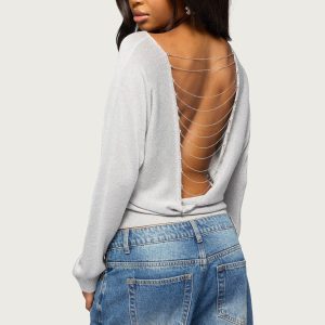 Tamzin Shiny Knit Chain Sweater
