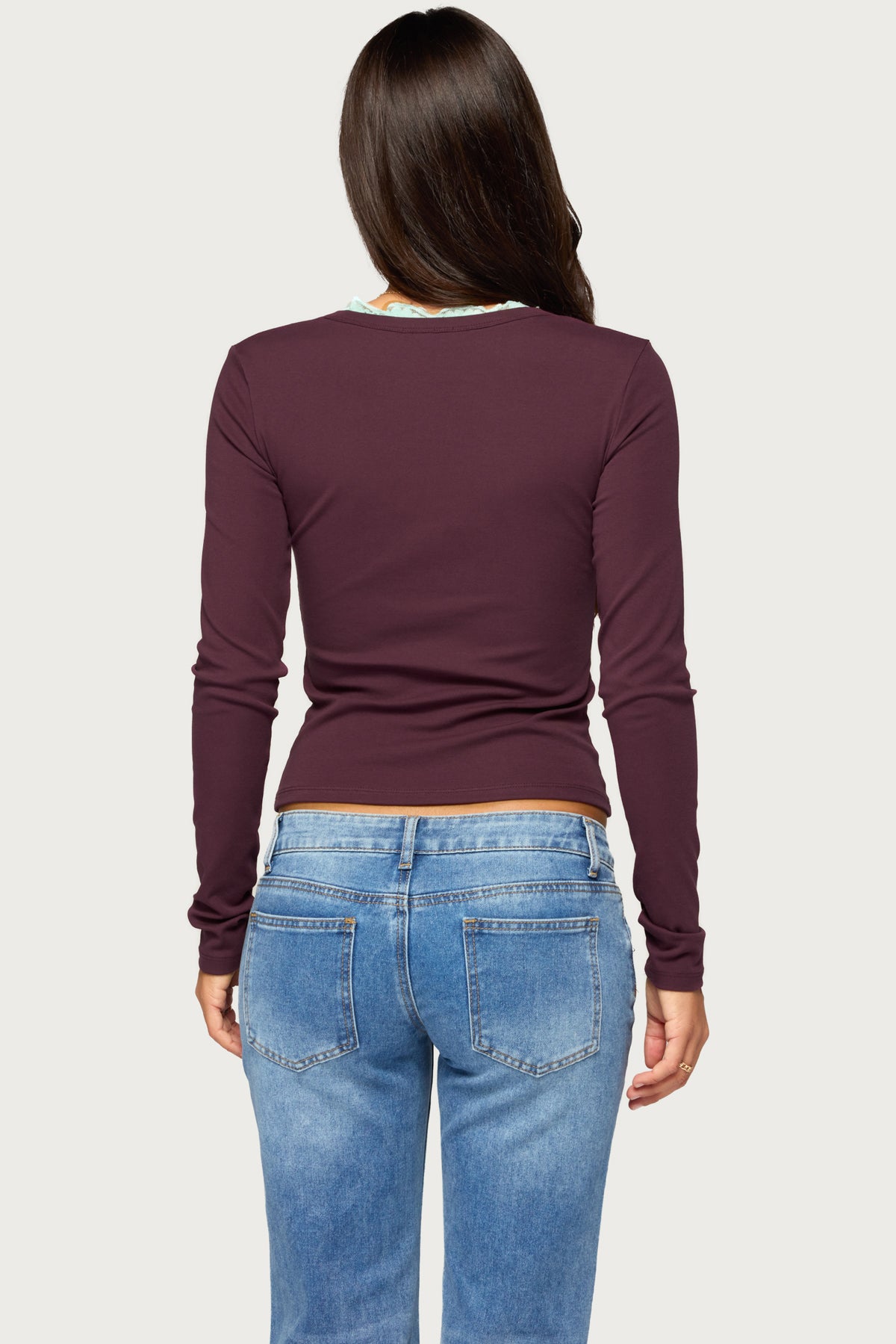 Bostyn Lacey Long Sleeve Henley Top - Image 5