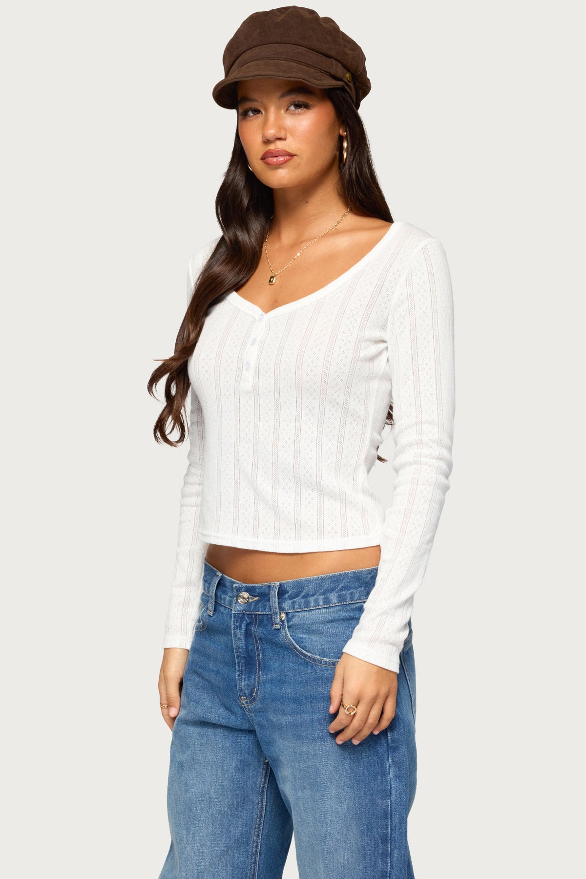 Soffie Pointelle Henley Top - Image 3